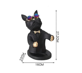 Escultura Decorativa BullDog Francês Mordomo Suporte de Vinho - Morada Serena