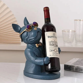 Escultura Decorativa BullDog Francês Mordomo Suporte de Vinho - Morada Serena