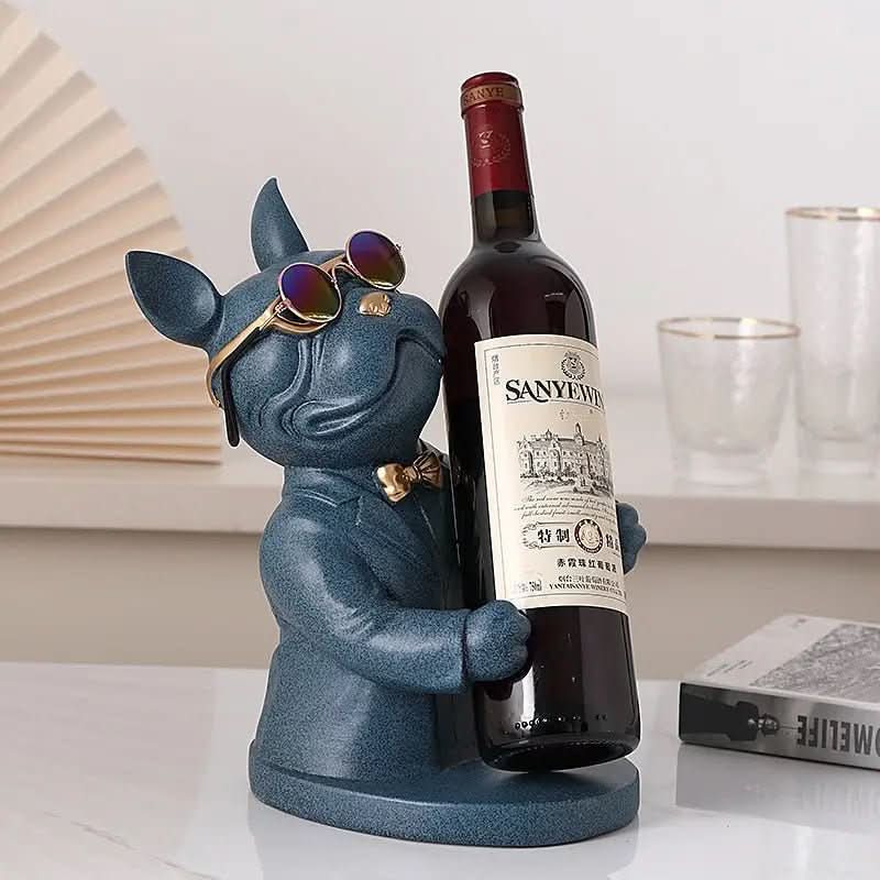 Escultura Decorativa BullDog Francês Mordomo Suporte de Vinho - Morada Serena