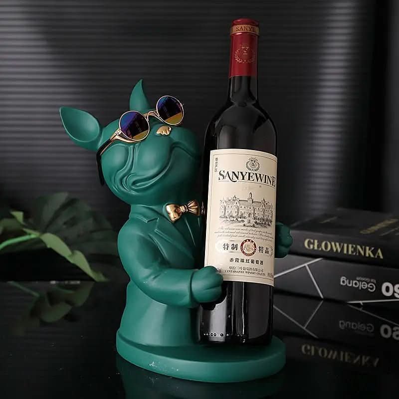 Escultura Decorativa BullDog Francês Mordomo Suporte de Vinho - Morada Serena