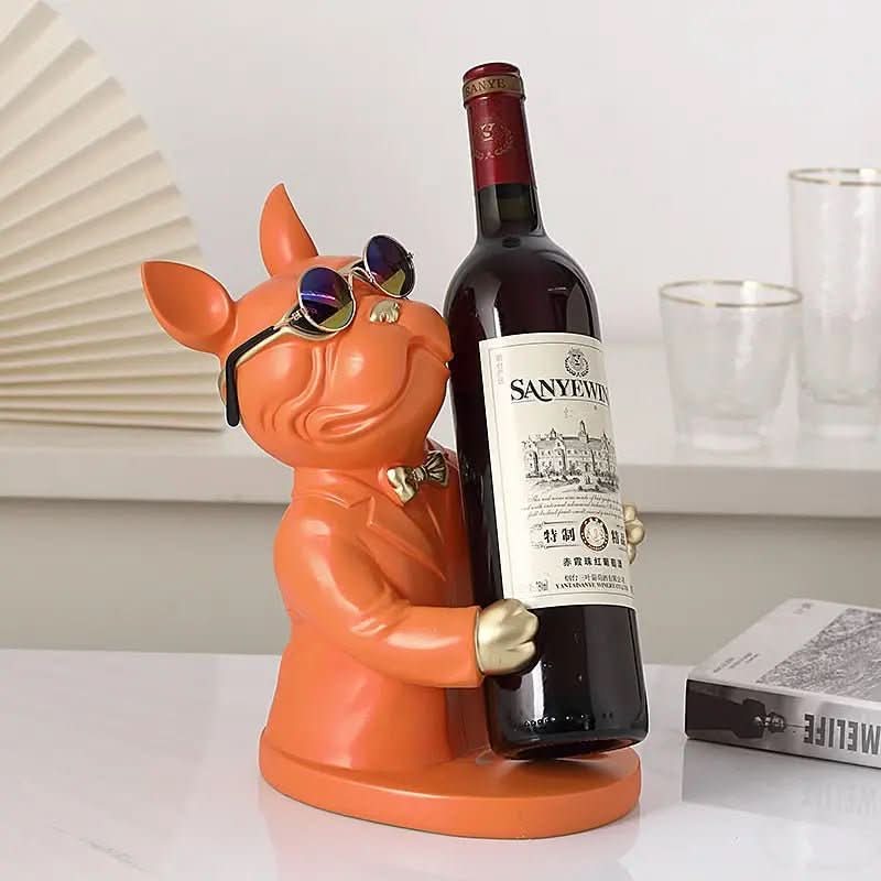 Escultura Decorativa BullDog Francês Mordomo Suporte de Vinho - Morada Serena