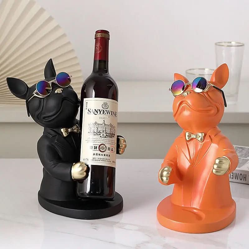 Escultura Decorativa BullDog Francês Mordomo Suporte de Vinho - Morada Serena