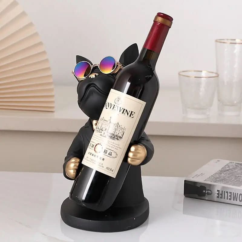 Escultura Decorativa BullDog Francês Mordomo Suporte de Vinho - Morada Serena