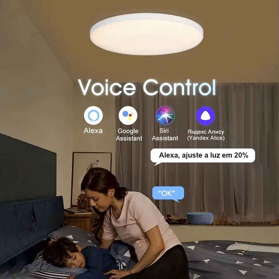 Plafon LED Redondo Sobrepor Smart Home - Controle por Voz via Alexa, Google e Yandex - Morada Serena