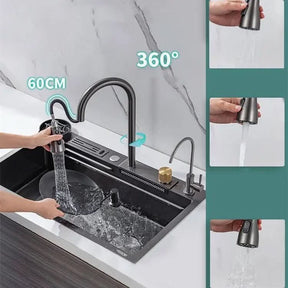 Kit Cuba Cozinha Gourmet Aço Inox Torneira Flexível - Morada Serena