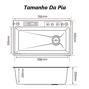 Kit Cuba Cozinha Gourmet Aço Inox Torneira Flexível - Morada Serena