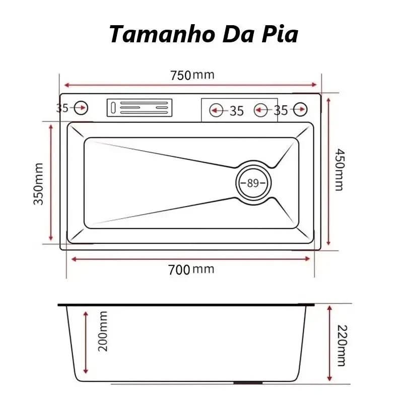 Kit Cuba Cozinha Gourmet Aço Inox Torneira Flexível - Morada Serena