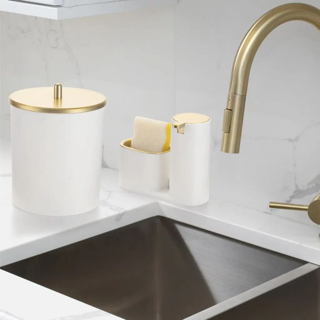 Kit Lixeira Cozinha 5L E Dispenser Porta Detergente Luxo – Estilo e Praticidade na Sua Pia - Morada Serena