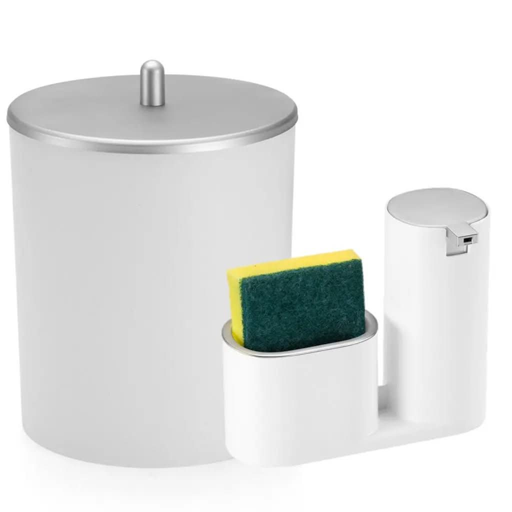 Kit Lixeira Cozinha 5L E Dispenser Porta Detergente Luxo – Estilo e Praticidade na Sua Pia - Morada Serena