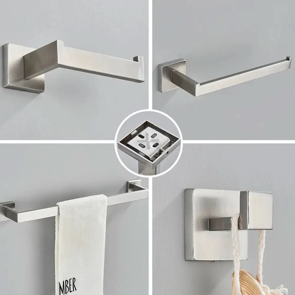 Kit Acessórios Para Banheiro Completo 4 Peças Inox 40/60cm Dourado Escovado - Morada Serena