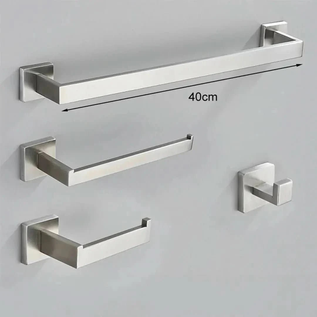 Kit Acessórios Para Banheiro Completo 4 Peças Inox 40/60cm Dourado Escovado - Morada Serena