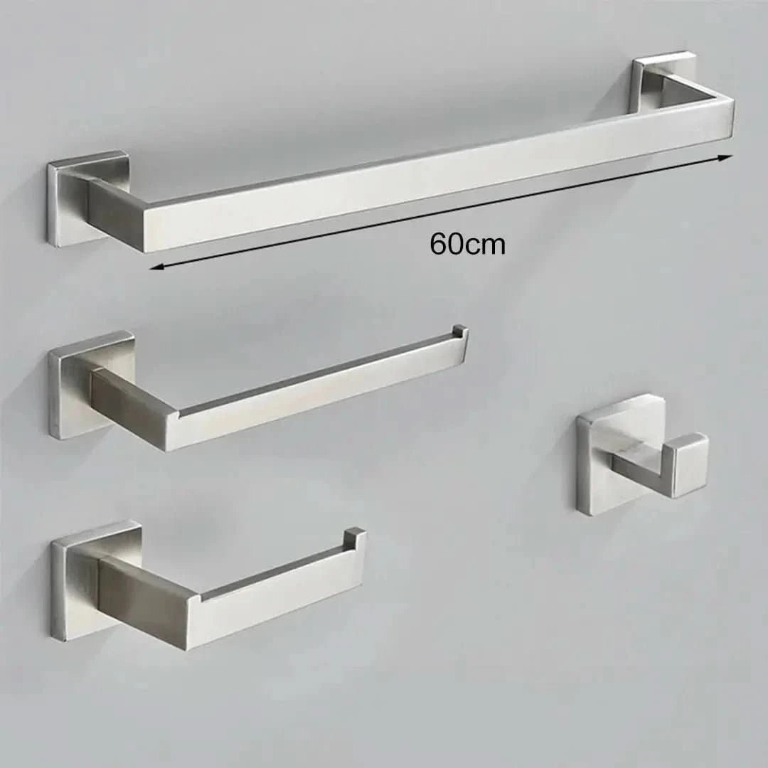 Kit Acessórios Para Banheiro Completo 4 Peças Inox 40/60cm Dourado Escovado - Morada Serena