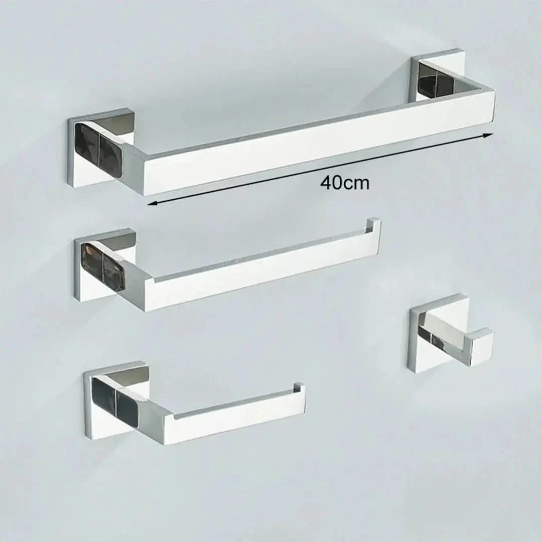 Kit Acessórios Para Banheiro Completo 4 Peças Inox 40/60cm Dourado Escovado - Morada Serena