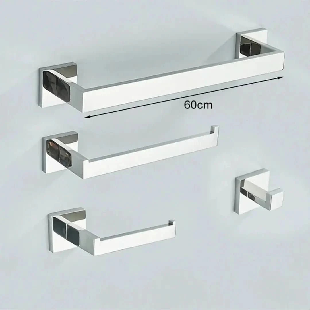 Kit Acessórios Para Banheiro Completo 4 Peças Inox 40/60cm Dourado Escovado - Morada Serena