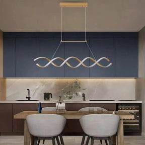 Pendente Led Lustre Preto/Dourado Para Sala de Jantar Decoração - Morada Serena