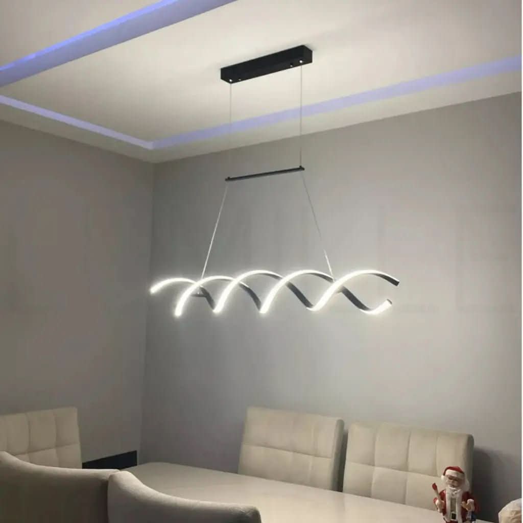 Pendente Led Lustre Preto/Dourado Para Sala de Jantar Decoração - Morada Serena