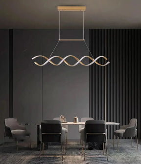 Pendente Led Lustre Preto/Dourado Para Sala de Jantar Decoração - Morada Serena
