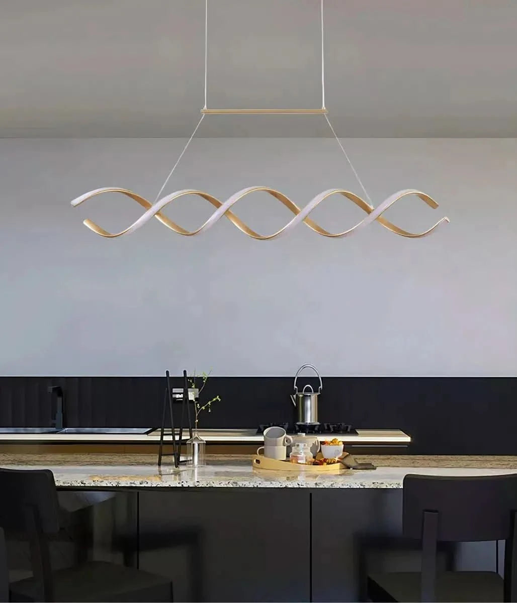 Pendente Led Lustre Preto/Dourado Para Sala de Jantar Decoração - Morada Serena
