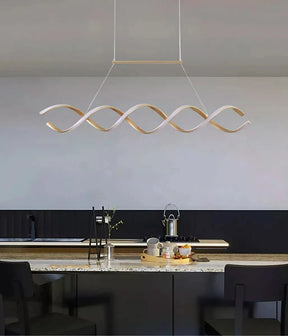Pendente Led Lustre Preto/Dourado Para Sala de Jantar Decoração - Morada Serena