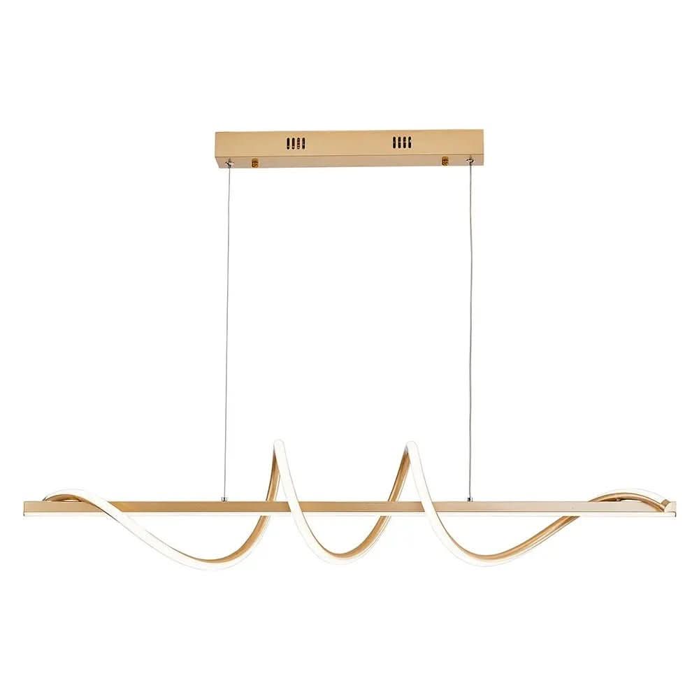 Lustre Pendente Led 45w 3 Em 1 Moderno Quarto Sala Dourado - Morada Serena