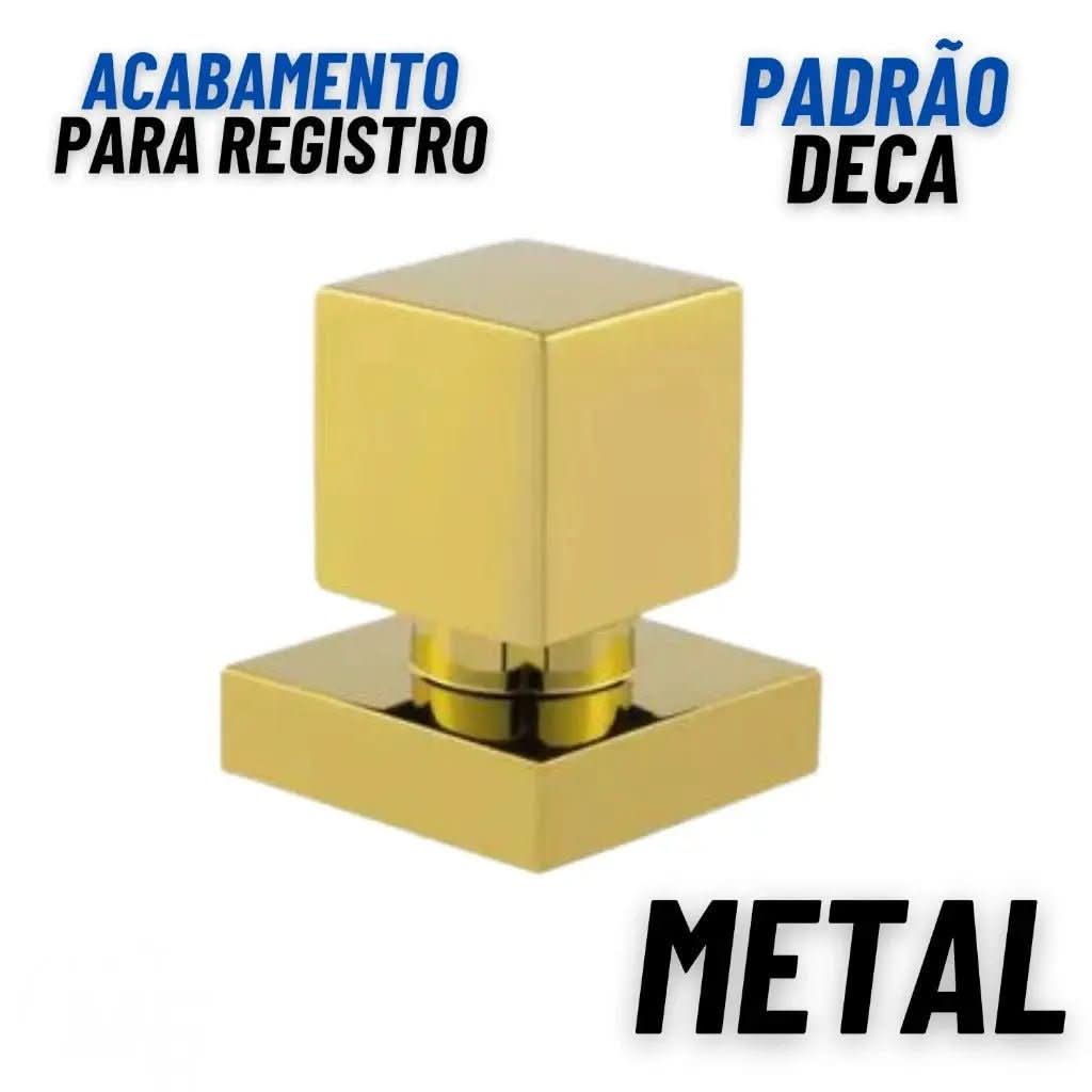 KIT 2 Acabamentos Quadrado De Metal Para Registro Pressão Gaveta Acabamento Dourado - Morada Serena
