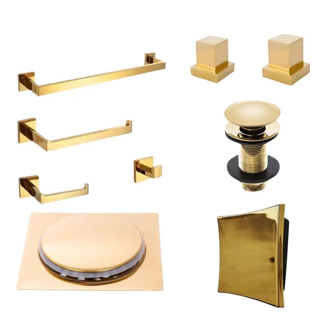 Kit Completo 'Bella Essenza' - Conjunto de Acabamentos para Banheiro com 9 Peças - Morada Serena