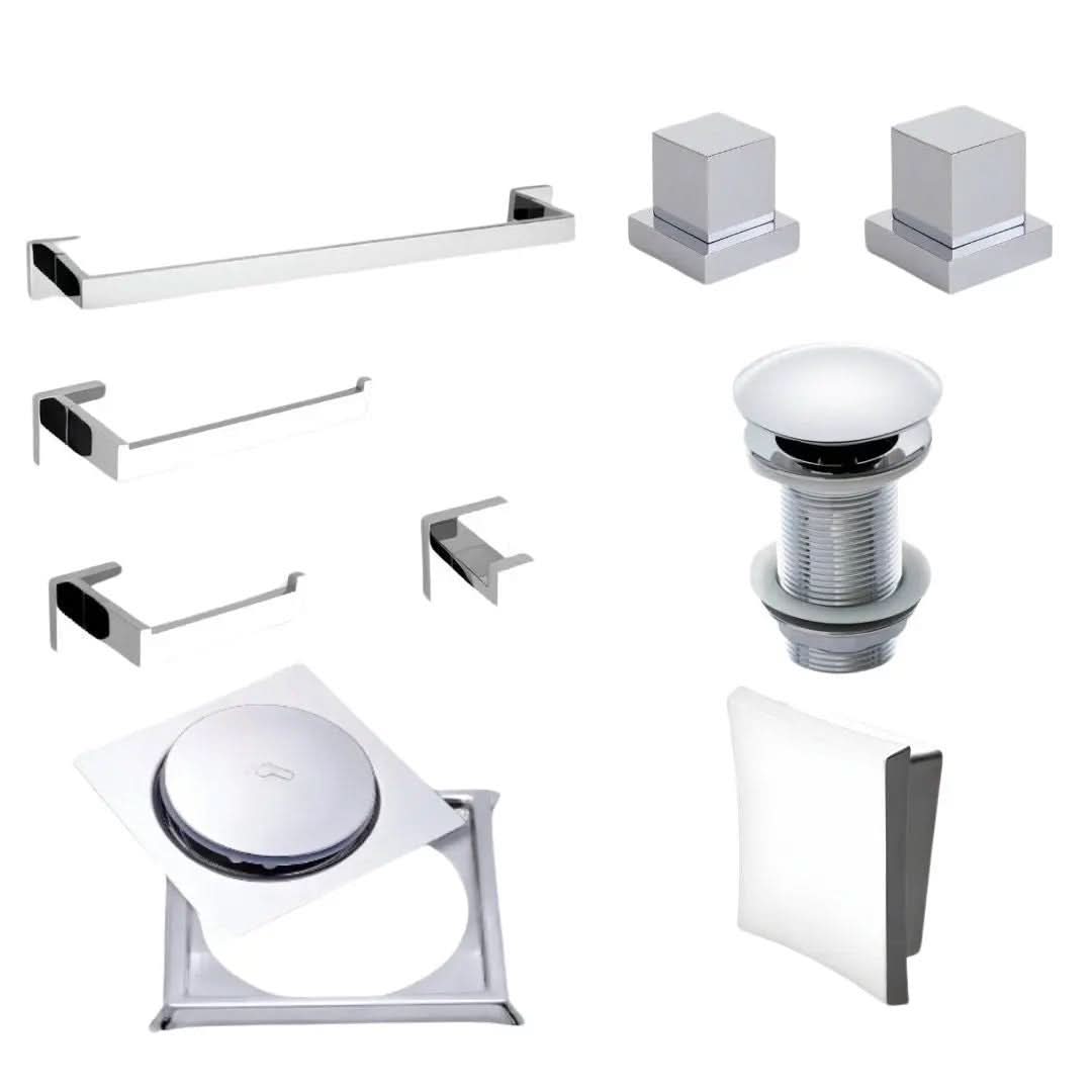 Kit Completo 'Bella Essenza' - Conjunto de Acabamentos para Banheiro com 9 Peças - Morada Serena