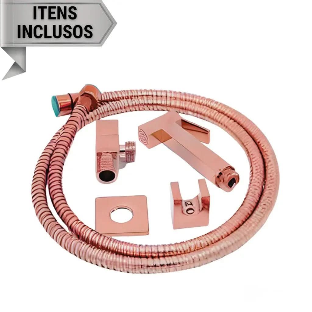 Ducha Higiênica para Banheiro Luxo Quadrada Metal Rose Gold - Conforto e Elegância para Seu Banheiro - Morada Serena