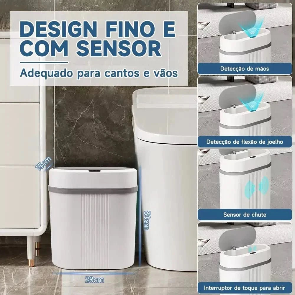 Lixeira para Banheiro, Cozinha e Escritório com Sensor Inteligente - Praticidade e Higiene - Morada Serena