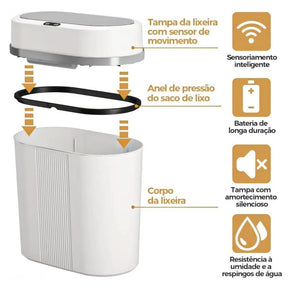 Lixeira para Banheiro, Cozinha e Escritório com Sensor Inteligente - Praticidade e Higiene - Morada Serena