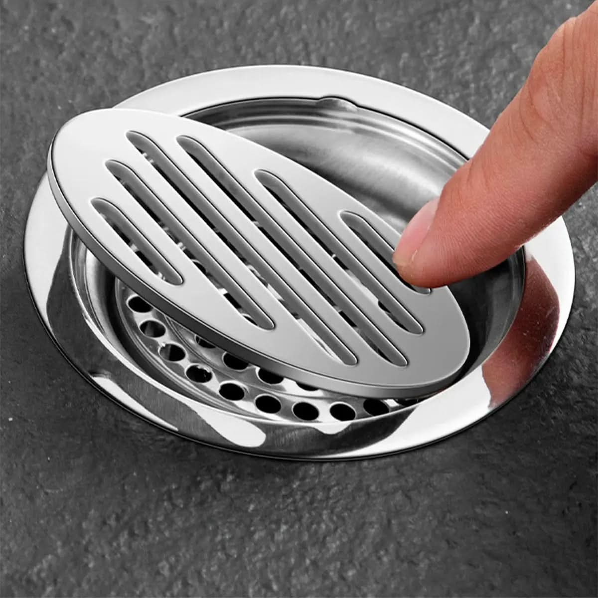 Ralo para Banheiro Inteligente Redondo Cromado Inox 10x10cm - Design Moderno e Funcional - Morada Serena