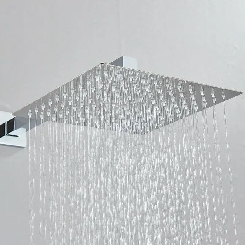 Kit Ducha Chuveiro 20×20cm Inox 304 Com Acabamentos Registros Preto/Cromado Para Chuveiro Banheiro - Morada Serena