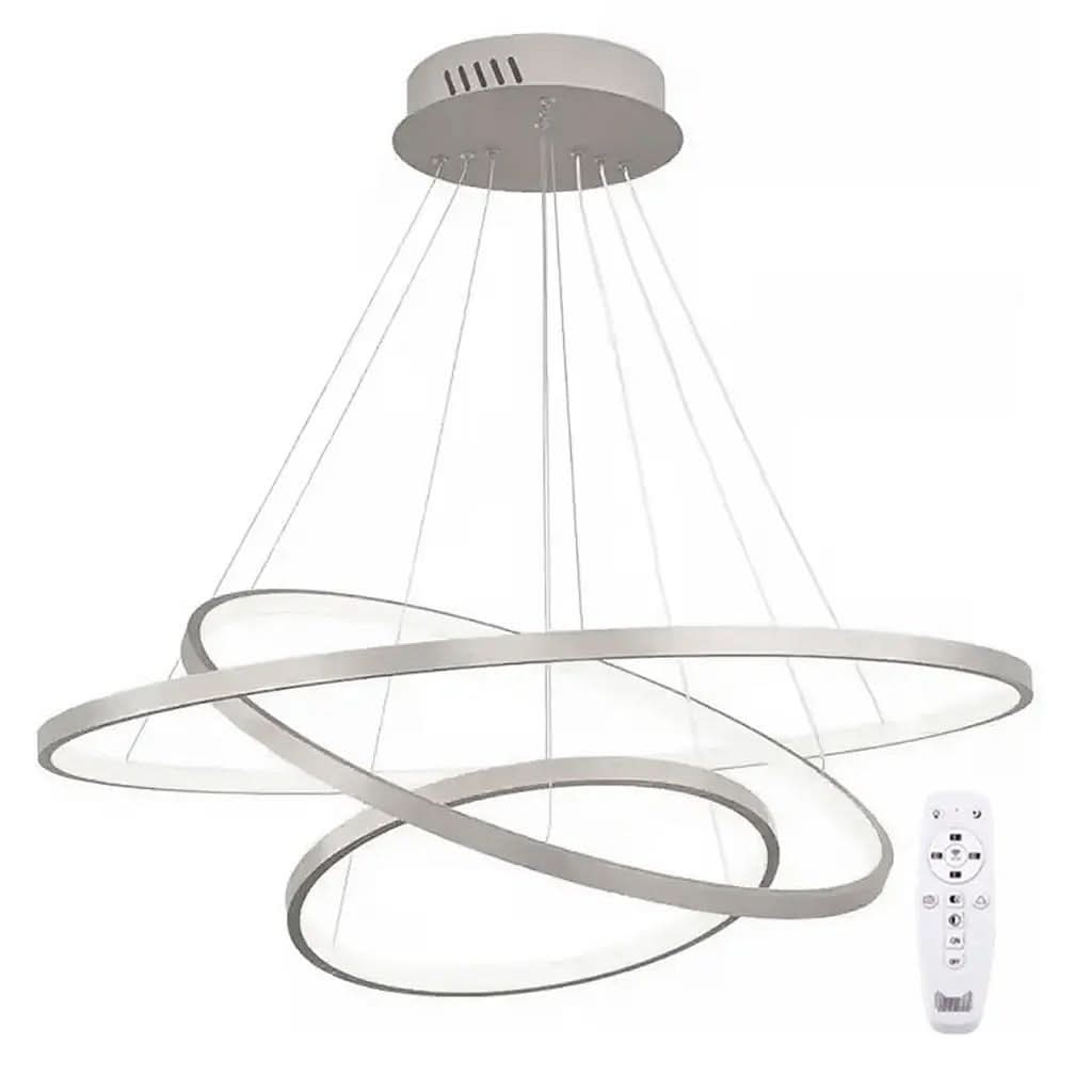 Lustre Led Moderno Pendente Anéis 3 Arcos com Controle - Iluminação Elegante e Sofisticada - Morada Serena