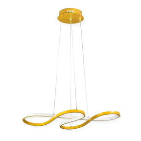 Lustre Pendente de Led 40w Dourado 75cm - 3 Cores de Luz para Iluminação Personalizada - Morada Serena