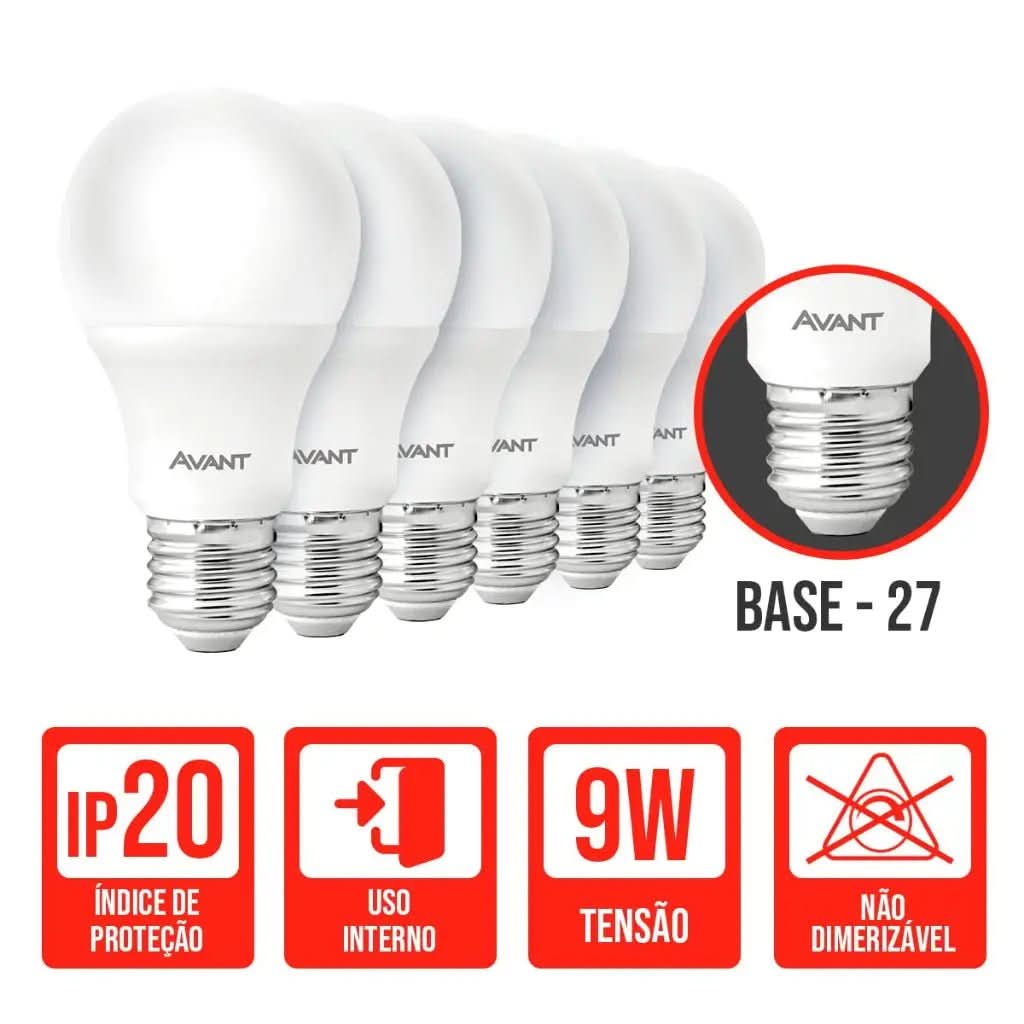 Kit 5 Lâmpadas LED Bulbo Branco Frio Avant - Iluminação Eficiente e Durável - Morada Serena