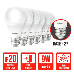 Kit 5 Lâmpadas LED Bulbo Branco Frio Avant - Iluminação Eficiente e Durável - Morada Serena