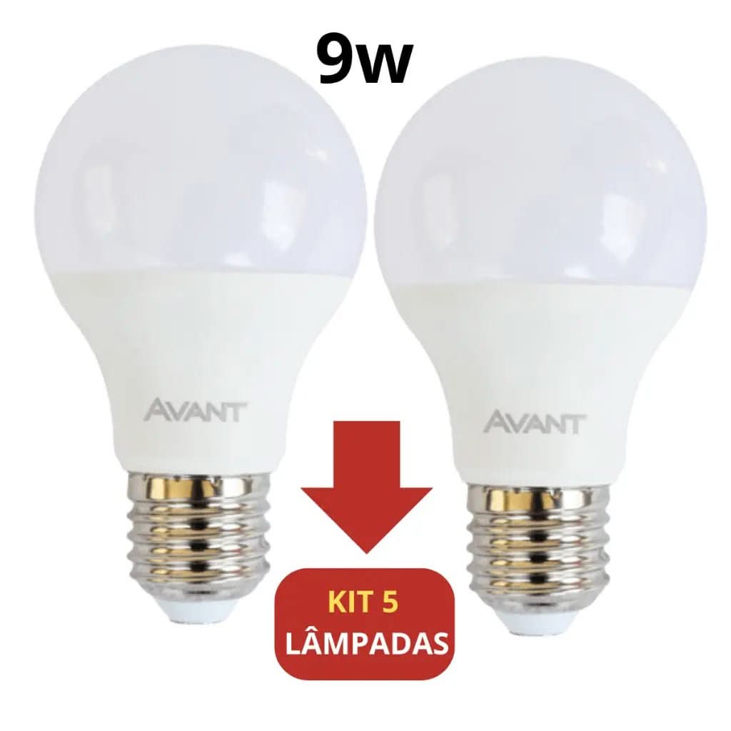 Kit 5 Lâmpadas LED Bulbo Branco Frio Avant - Iluminação Eficiente e Durável - Morada Serena
