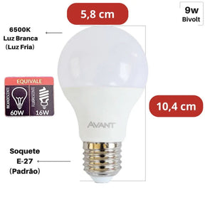 Kit 5 Lâmpadas LED Bulbo Branco Frio Avant - Iluminação Eficiente e Durável - Morada Serena