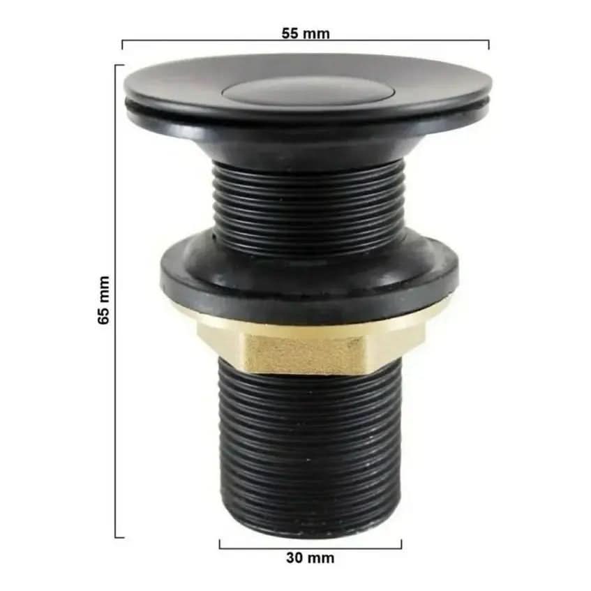 Válvula para Pia Click Up Inteligente 7/8 - Lavatório Banheiro E311 Preta - Design Funcional - Morada Serena