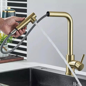 Torneira Gourmet para Cozinha Retrátil 360º Monocomando Pulverizador Dupla Misturador - Morada Serena