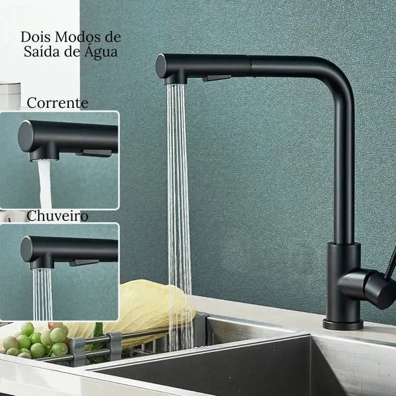 Torneira Gourmet para Cozinha Retrátil 360º Monocomando Pulverizador Dupla Misturador - Morada Serena