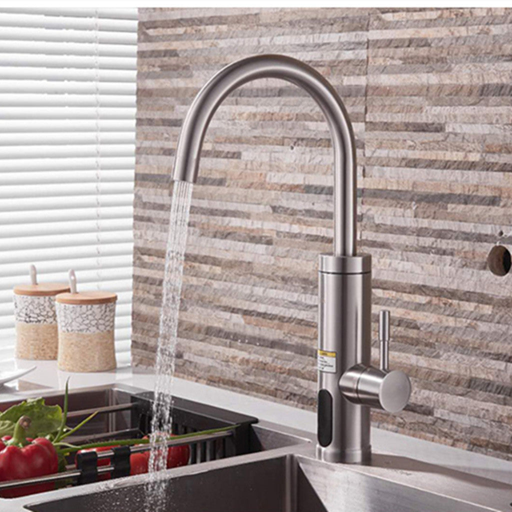 Torneira Elétrica Para Cozinha Banheiro Com Visor de Temperatura Regulagem e Giratória 360° Aço Inoxidável