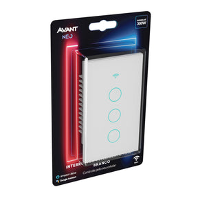 Interruptor Inteligente Touch Smart WiFi com 1, 2 ou 3 botões Branco Avant Neo